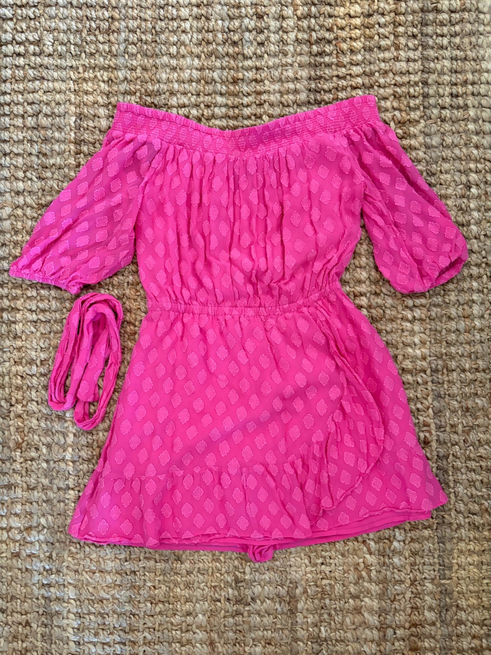 Lilly Pulitzer Hot Pink Off Shoulder Ruched Mini Dress